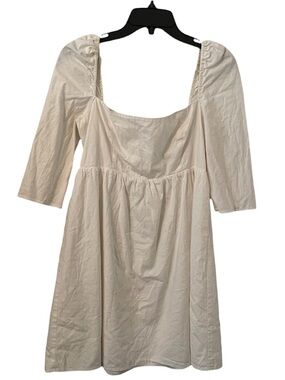 Reformation Women's Cream White Gibson Stretch Quarter Sleeve Mini Dress Size 8